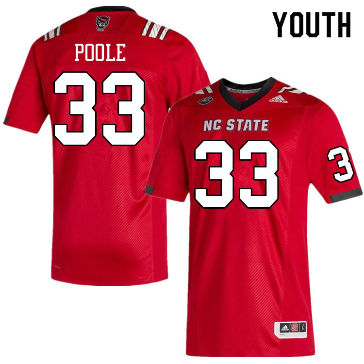 Youth #33 Jordan Poole NC State Wolfpack College Football Jerseys Sale-Red